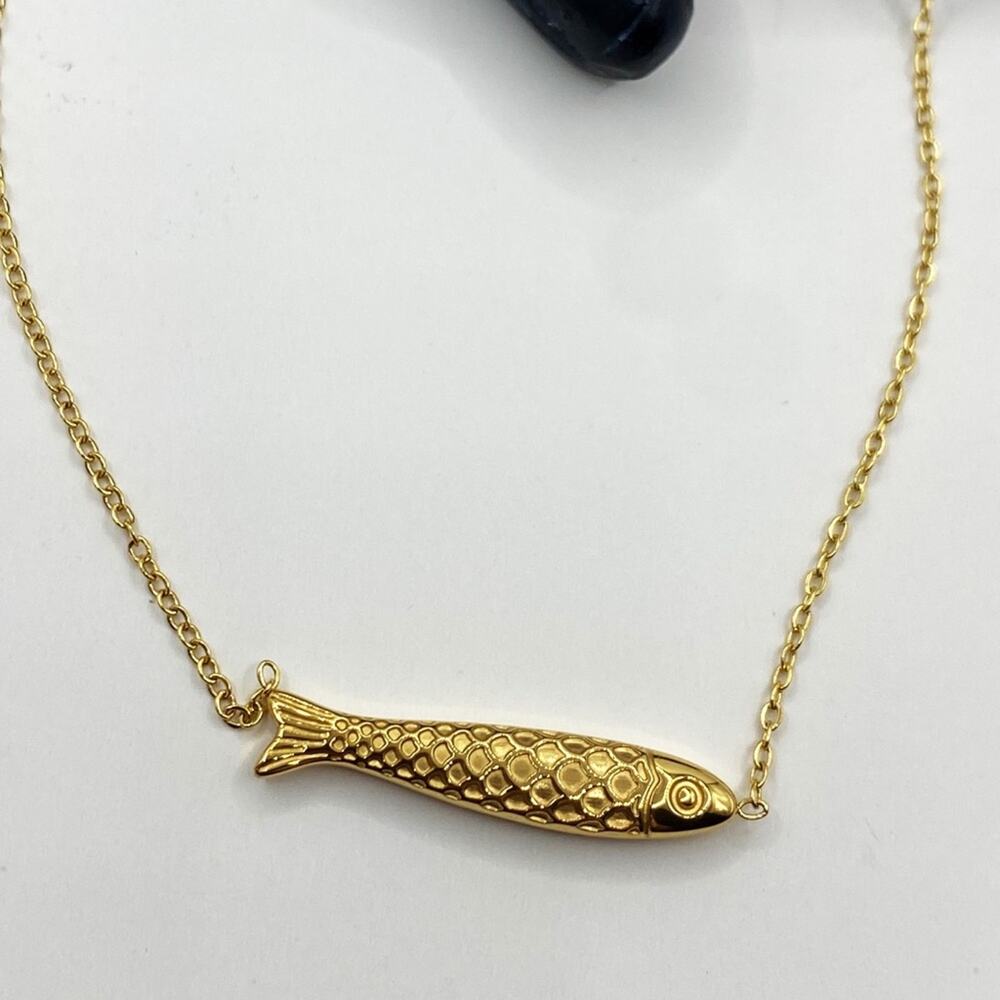 NEW Gold Sardine Fish Pendant Layering Necklace